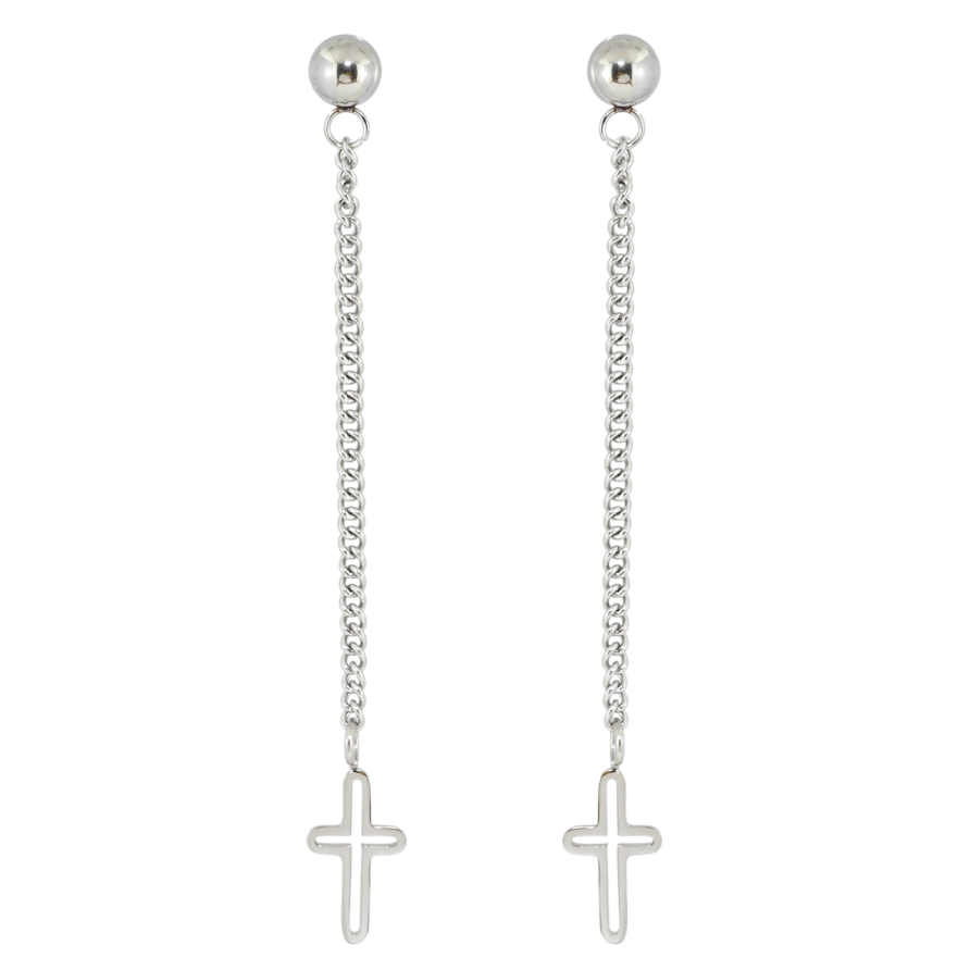Сережки Xuping TTM Stainless Steel колір Родій пусети Підвіски хрестики фото №1 Сережки Xuping TTM Stainless Steel колір Родій пусети Підвіски хрестики фото №1