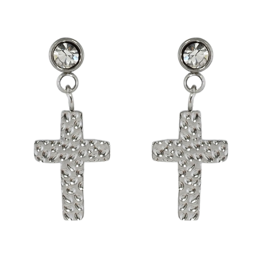 Сережки Xuping TTM Stainless Steel колір Родій пусети Підвіски хрестики фото №1 Сережки Xuping TTM Stainless Steel колір Родій пусети Підвіски хрестики фото №1