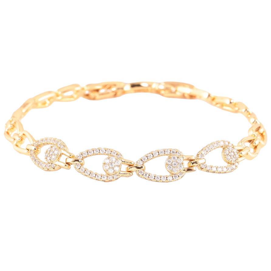 Браслет Xuping Позолота 18K Узор с инкрустацией цирконием длинна с доп. замком 17,19см фото №1 Браслет Xuping Позолота 18K Узор с инкрустацией цирконием длинна с доп. замком 17,19см фото №1