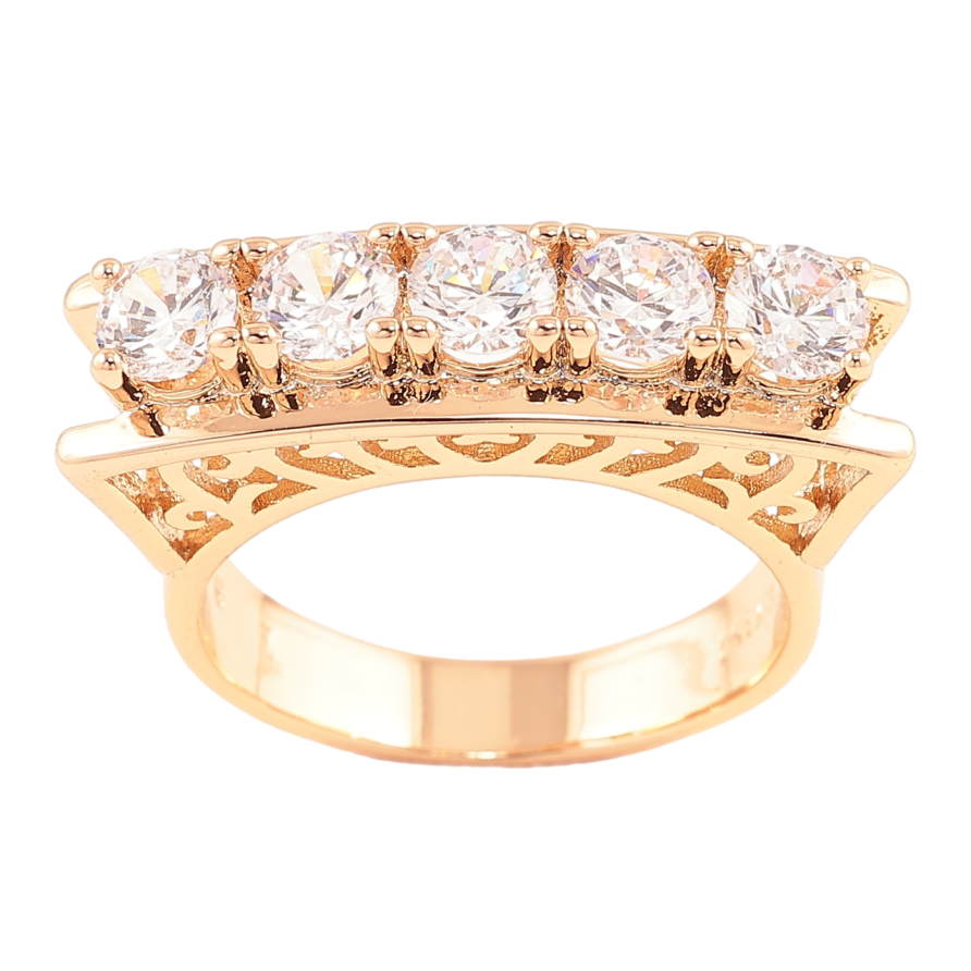 Каблучка Xuping Позолота 18K «Доріжка фіанітів на високому куполі» фото №1 Каблучка Xuping Позолота 18K «Доріжка фіанітів на високому куполі» фото №1