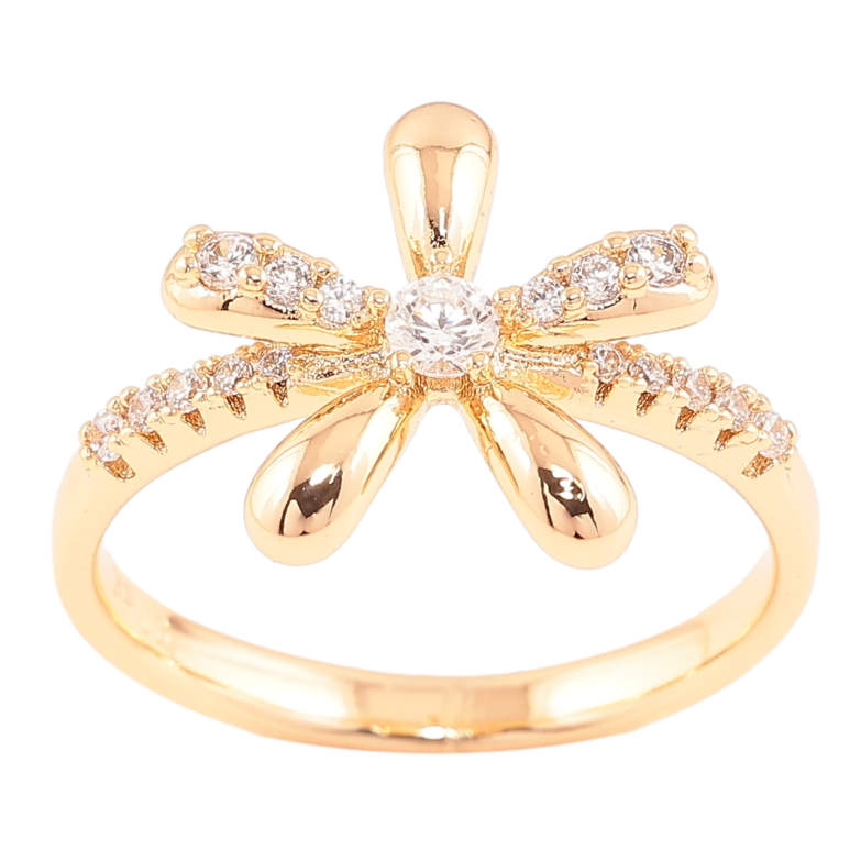 Каблучка Xuping Позолота 18K «Квітка з цирконієм» фото №2 Каблучка Xuping Позолота 18K «Квітка з цирконієм» фото №2