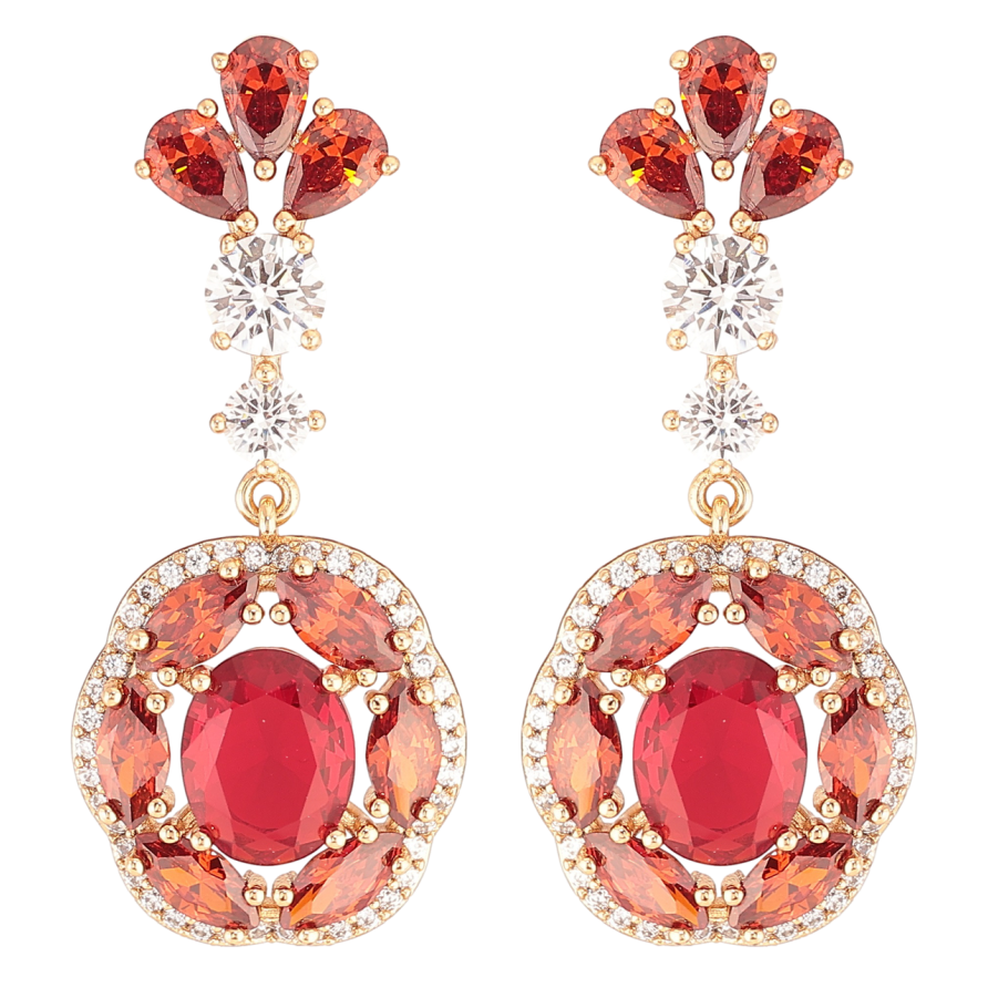 Серьги Xuping JEAN GOUJON Позолота 18K пусеты Подвески с красными фианитами и цирконием фото №1 Серьги Xuping JEAN GOUJON Позолота 18K пусеты Подвески с красными фианитами и цирконием фото №1