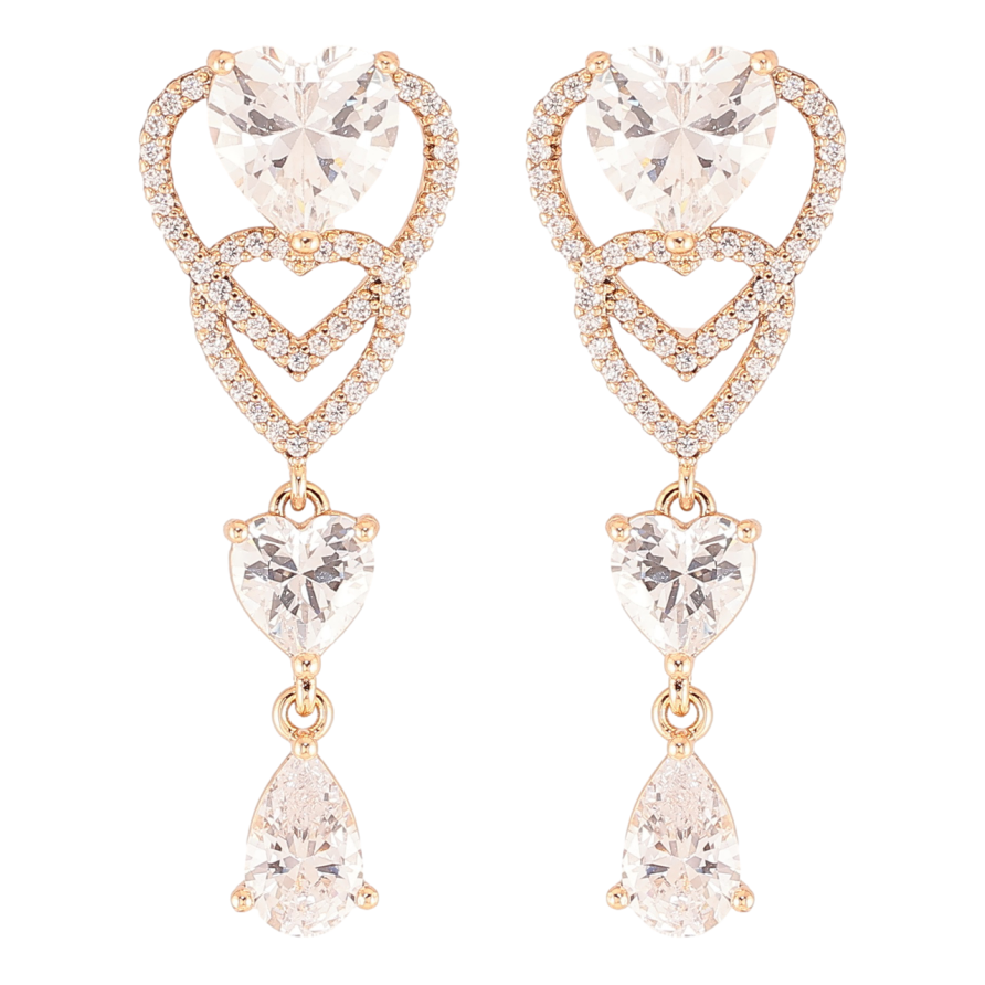 Серьги Xuping JEAN GOUJON Позолота 18K пусеты Сердечки с инкрустацией цирконием фото №1 Серьги Xuping JEAN GOUJON Позолота 18K пусеты Сердечки с инкрустацией цирконием фото №1