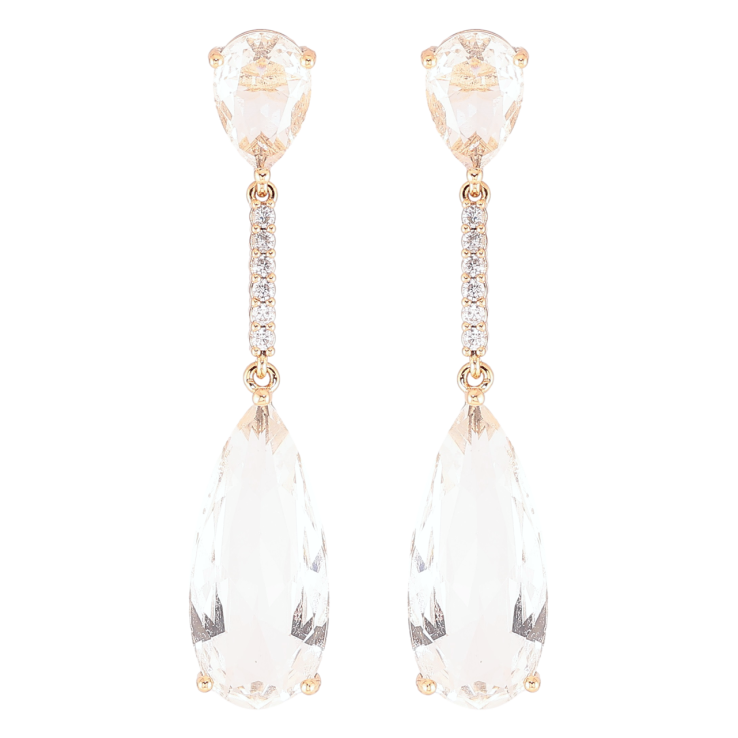Серьги Xuping JEAN GOUJON Позолота 18K пусеты Кристальные капельки с дорожками циркония фото №2 Серьги Xuping JEAN GOUJON Позолота 18K пусеты Кристальные капельки с дорожками циркония фото №2