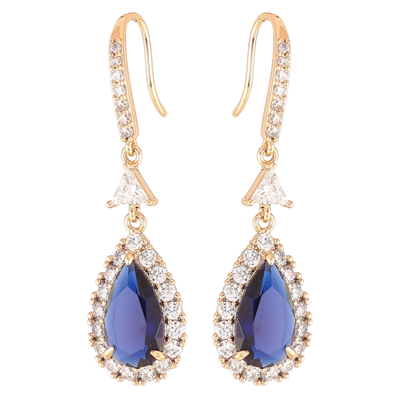 Серьги Xuping JEAN GOUJON Позолота 18K французский замок Синие фианиты в обрамлении циркония фото №2