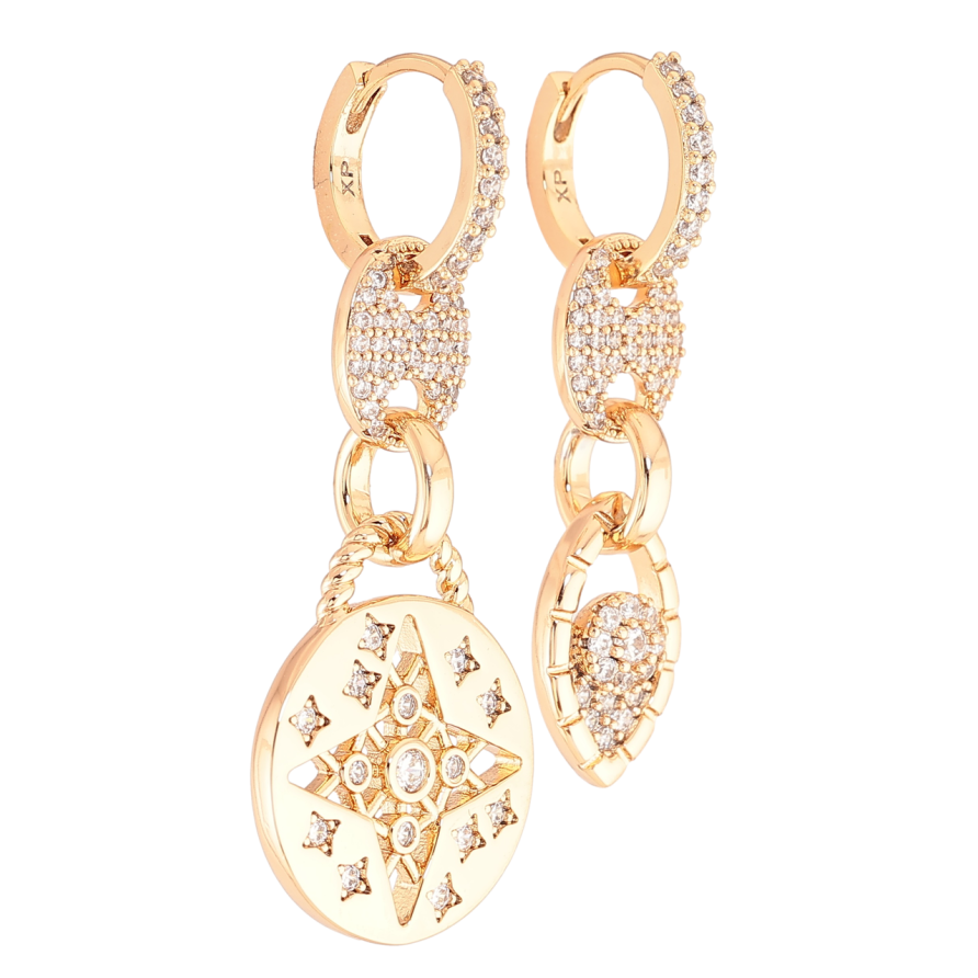 Серьги Xuping JEAN GOUJON Позолота 18K подвески на колечках Ассиметричные подвески с инкрустацией цирконием фото №1 Серьги Xuping JEAN GOUJON Позолота 18K подвески на колечках Ассиметричные подвески с инкрустацией цирконием фото №1