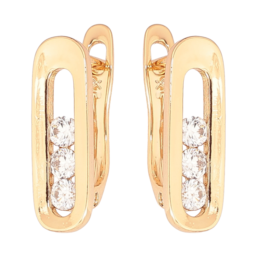 Серьги Xuping Позолота 18K английский замок Овалы с кристаллами фото №1 Серьги Xuping Позолота 18K английский замок Овалы с кристаллами фото №1