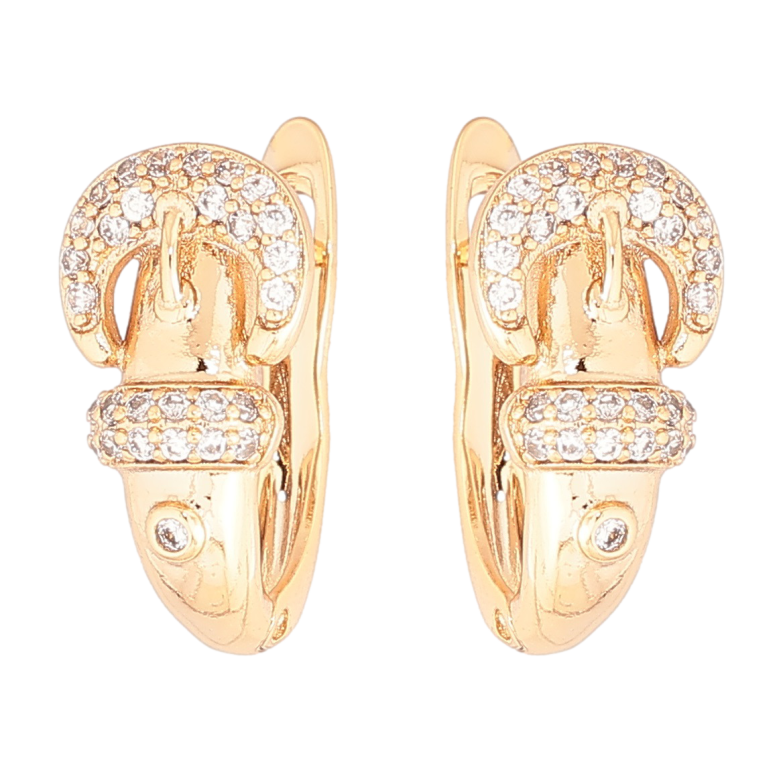 Сережки Xuping Позолота 18K англійський замок «Ремінець з цирконієм» фото №2 Сережки Xuping Позолота 18K англійський замок «Ремінець з цирконієм» фото №2