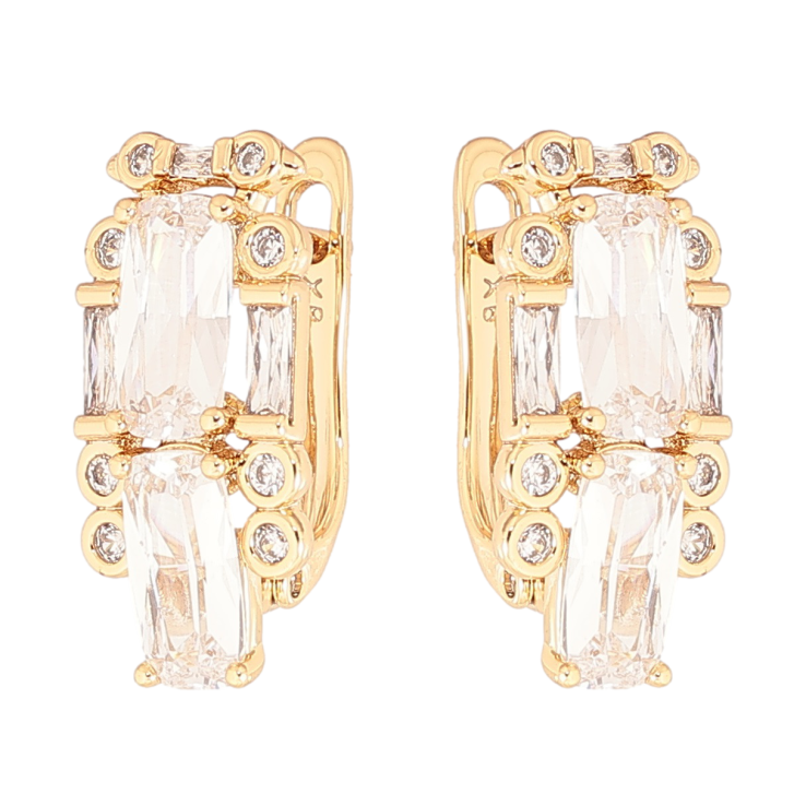 Серьги Xuping Позолота 18K английский замок Узор с фианитами и цирконием фото №5