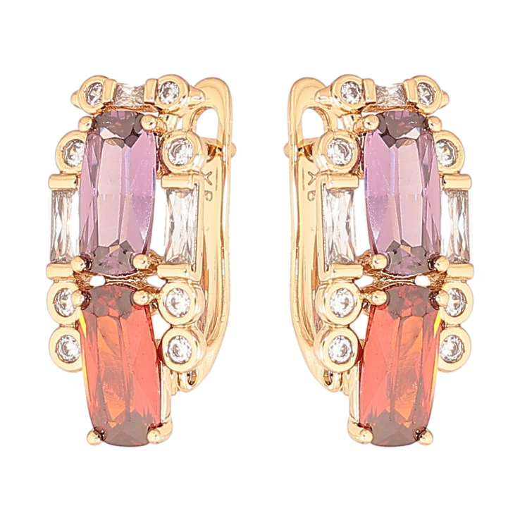 Серьги Xuping Позолота 18K английский замок Узор с цветными фианитами и цирконием фото №15