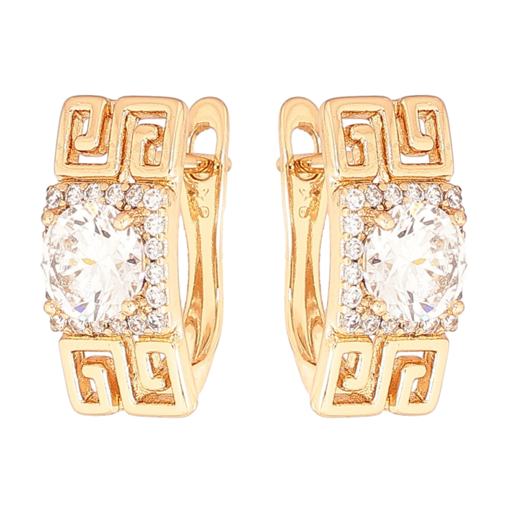 Серьги Xuping Позолота 18K английский замок Резной узор с фианитами фото №12