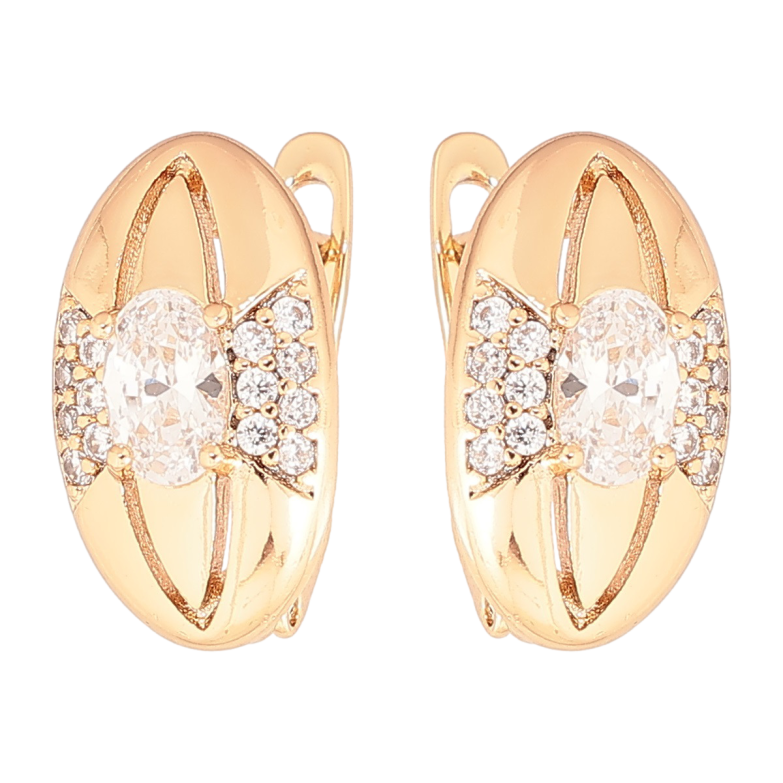 Серьги Xuping Позолота 18K английский замок Овалы с узором цирконием фото №2 Серьги Xuping Позолота 18K английский замок Овалы с узором цирконием фото №2
