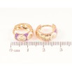Серьги Xuping Позолота 18K колечки Узор с сиренево-белой эмалью фото №2 Серьги Xuping Позолота 18K колечки Узор с сиренево-белой эмалью фото №2