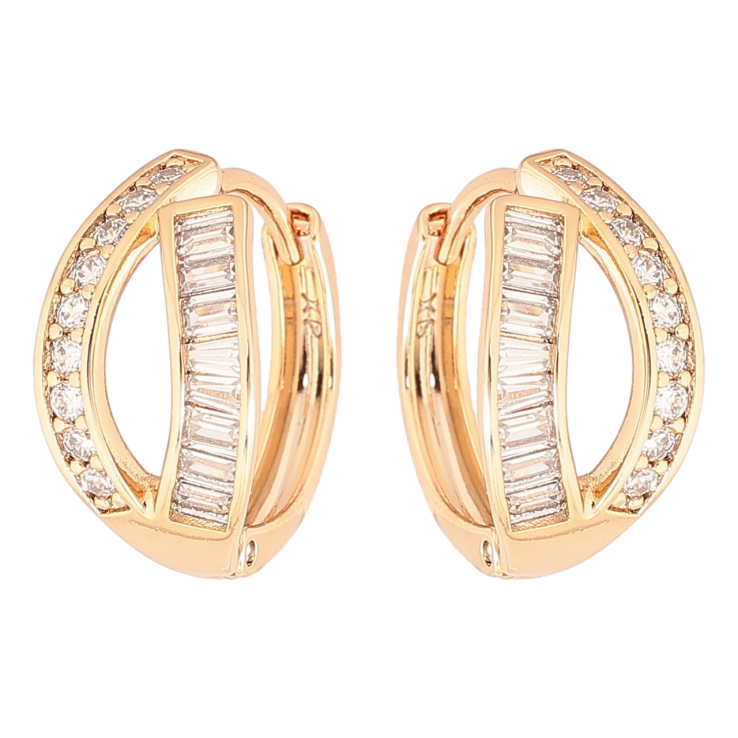 Серьги Xuping Позолота 18K колечки Дорожки циркония фото №9 Серьги Xuping Позолота 18K колечки Дорожки циркония фото №9