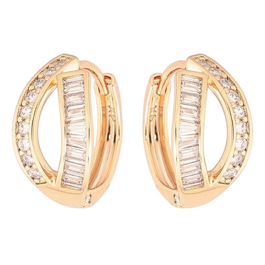 Сережки Xuping Позолота 18K колечка «Доріжки цирконію» фото №1