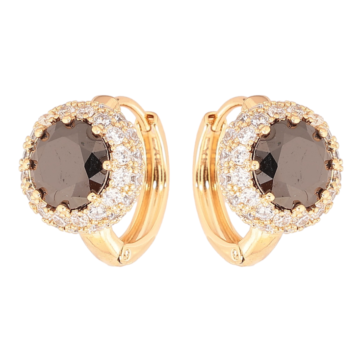 Серьги Xuping Позолота 18K колечки Черные фианиты в обрамлении циркония фото №8 Серьги Xuping Позолота 18K колечки Черные фианиты в обрамлении циркония фото №8