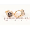 Серьги Xuping Позолота 18K колечки Черные фианиты в обрамлении циркония фото №2