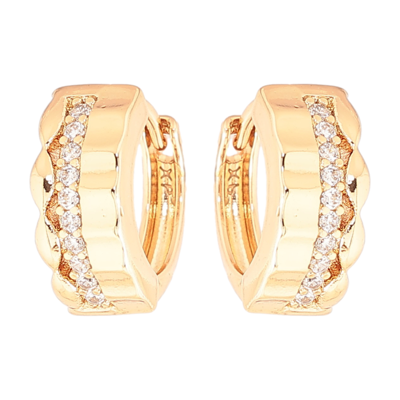 Сережки Xuping Позолота 18K колечка «Візерунок з доріжкою цирконію» фото №3 Сережки Xuping Позолота 18K колечка «Візерунок з доріжкою цирконію» фото №3