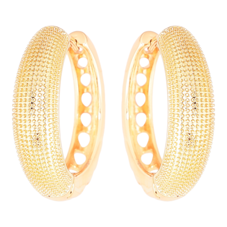 Сережки Xuping Позолота 18K колечка «Декоративний візерунок» фото №1 Сережки Xuping Позолота 18K колечка «Декоративний візерунок» фото №1