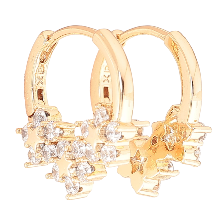 Серьги Xuping Позолота 18K колечки Боковой узор с кристальными цветочками фото №7 Серьги Xuping Позолота 18K колечки Боковой узор с кристальными цветочками фото №7