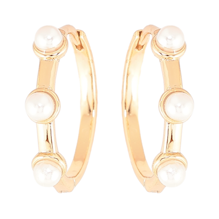 Серьги Xuping Позолота 18K колечки Три жемчужины фото №9 Серьги Xuping Позолота 18K колечки Три жемчужины фото №9
