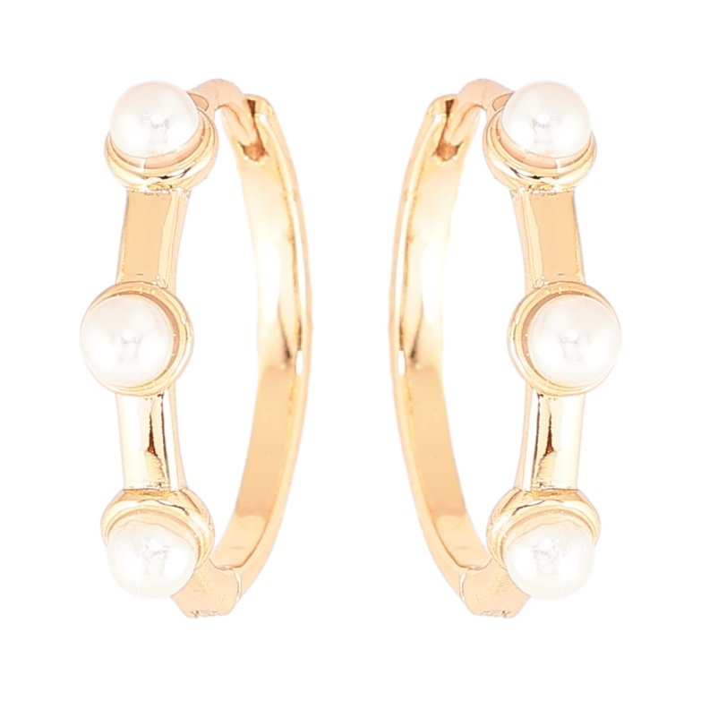Сережки Xuping Позолота 18K колечка «Три перлини» фото №2 Сережки Xuping Позолота 18K колечка «Три перлини» фото №2