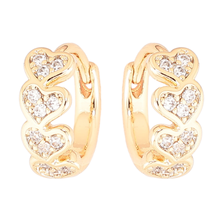 Серьги Xuping Позолота 18K колечки Сердечки с цирконием фото №9