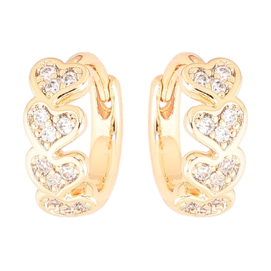 Сережки Xuping Позолота 18K колечка «Сердечка з цирконієм» фото №1 Сережки Xuping Позолота 18K колечка «Сердечка з цирконієм» фото №1