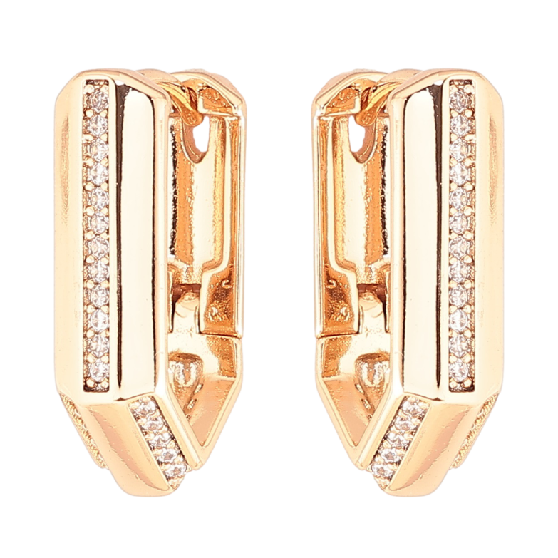 Сережки Xuping Позолота 18K колечка «Візерунок з доріжками цирконію» фото №2 Сережки Xuping Позолота 18K колечка «Візерунок з доріжками цирконію» фото №2