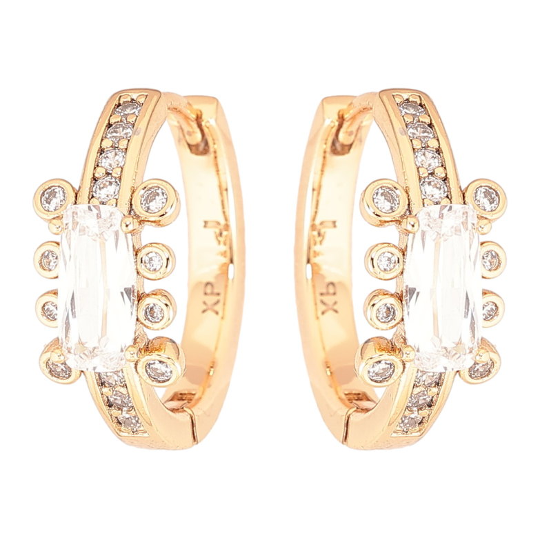 Сережки Xuping Позолота 18K колечка «Візерунок з цирконієм і фіанітами» фото №3 Сережки Xuping Позолота 18K колечка «Візерунок з цирконієм і фіанітами» фото №3