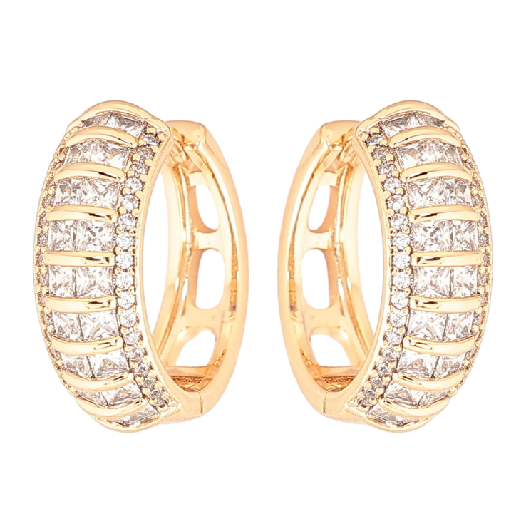 Серьги Xuping Позолота 18K колечки Инкрустация цирконием фото №3 Серьги Xuping Позолота 18K колечки Инкрустация цирконием фото №3