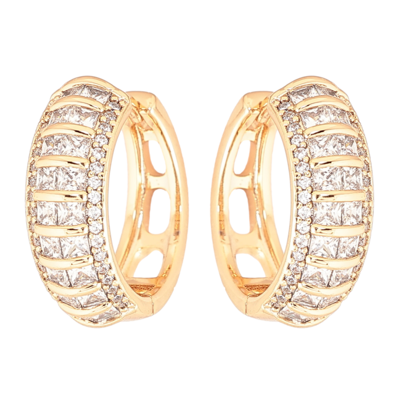 Сережки Xuping Позолота 18K колечка «Інкрустація цирконієм» фото №1 Сережки Xuping Позолота 18K колечка «Інкрустація цирконієм» фото №1