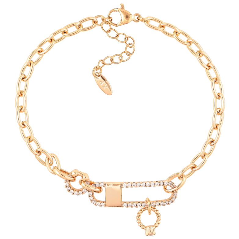 Браслет Xuping Позолота 18K «Ланцюжок з декоративною вставкою» довжина з доп. ланцюжком 18-21см х 4мм фото №5 Браслет Xuping Позолота 18K «Ланцюжок з декоративною вставкою» довжина з доп. ланцюжком 18-21см х 4мм фото №5