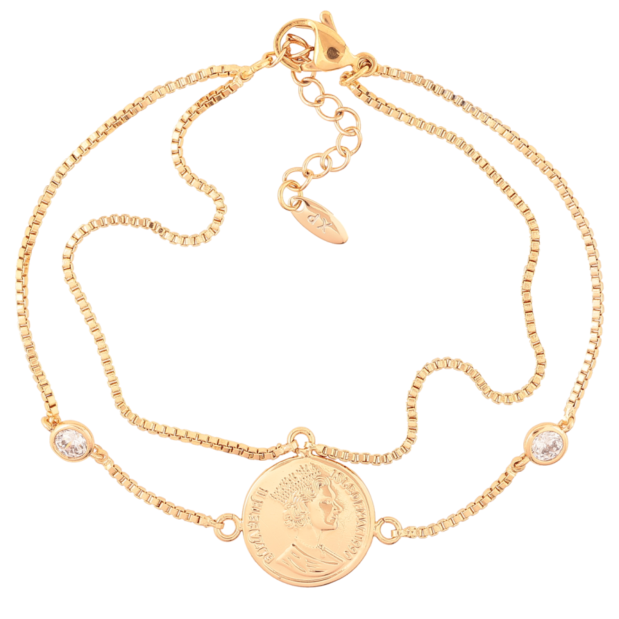 Браслет Xuping Позолота 18K Двойная цепочка с монетой длинна с доп. цепочкой 19-22см х 1мм фото №1 Браслет Xuping Позолота 18K Двойная цепочка с монетой длинна с доп. цепочкой 19-22см х 1мм фото №1