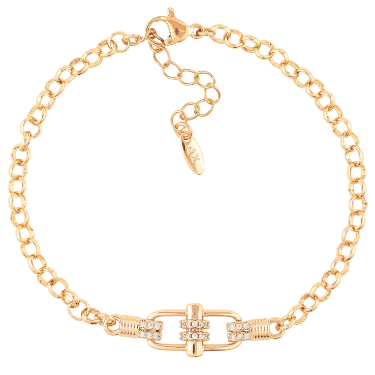 Браслет Xuping Позолота 18K «Ланцюжок з декоративною вставкою» довжина з доп. ланцюжком 17.5-21см х 3мм фото №10