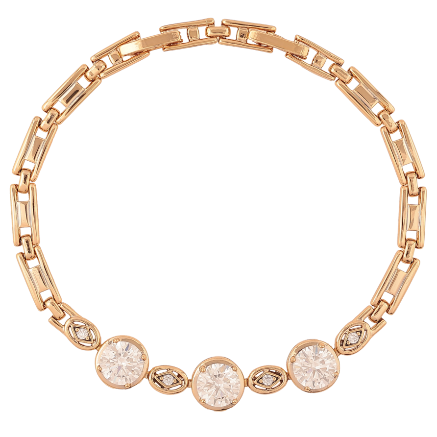Браслет Xuping Позолота 18K «Три фіаніти» довжина з доп. замком 17,19.5см х 4мм фото №1 Браслет Xuping Позолота 18K «Три фіаніти» довжина з доп. замком 17,19.5см х 4мм фото №1