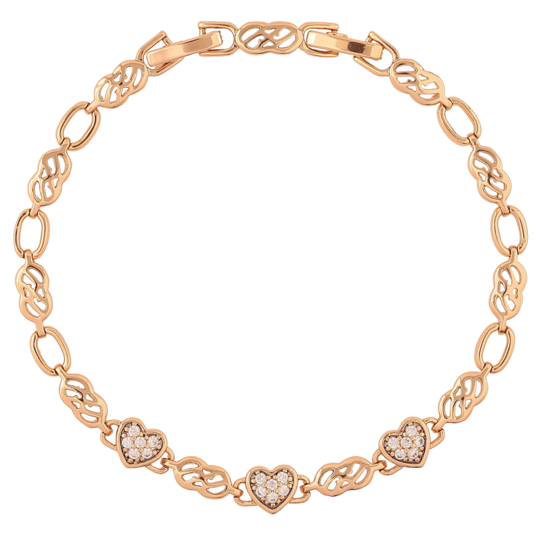 Браслет Xuping Позолота 18K «Сердечка з інкрустацією цирконієм» довжина з доп. замком 17.5,19.5см х 4мм фото №9 Браслет Xuping Позолота 18K «Сердечка з інкрустацією цирконієм» довжина з доп. замком 17.5,19.5см х 4мм фото №9