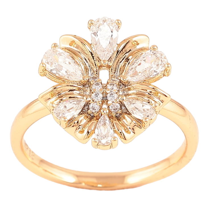 Каблучка Xuping Позолота 18K «Кришталева квітка» фото №7 Каблучка Xuping Позолота 18K «Кришталева квітка» фото №7