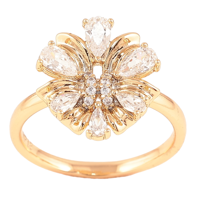 Каблучка Xuping Позолота 18K «Кришталева квітка» фото №3 Каблучка Xuping Позолота 18K «Кришталева квітка» фото №3