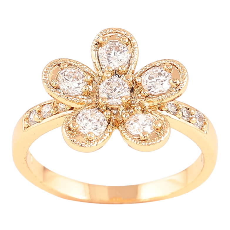 Каблучка Xuping Позолота 18K «Кришталева квітка» фото №1 Каблучка Xuping Позолота 18K «Кришталева квітка» фото №1