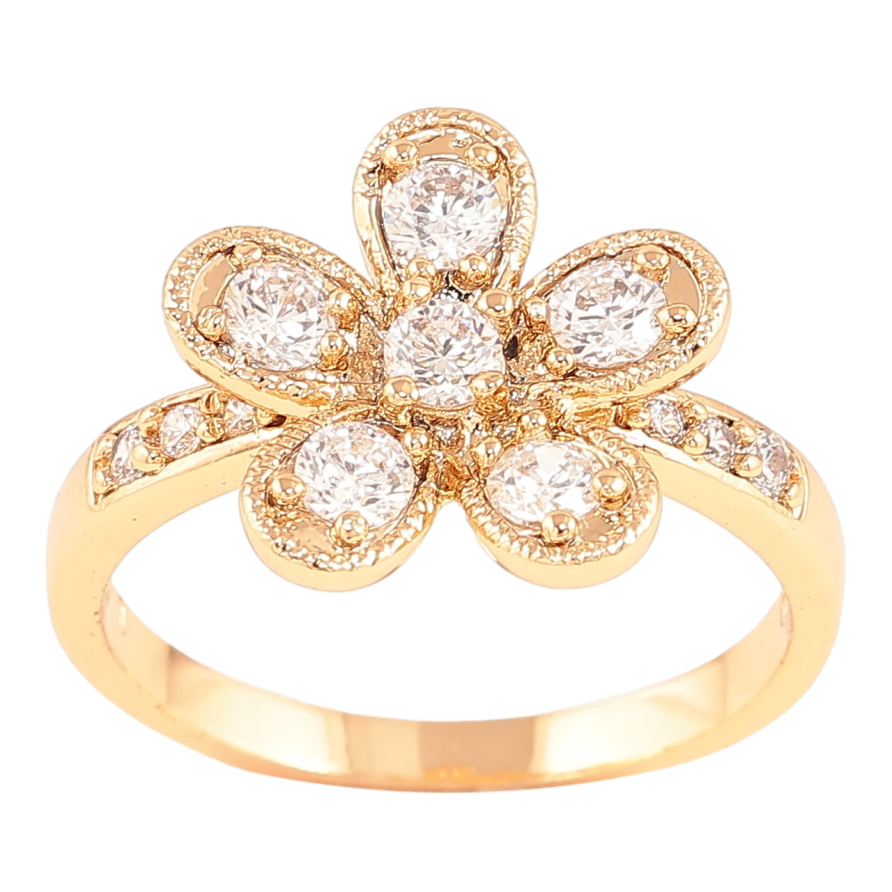 Каблучка Xuping Позолота 18K «Кришталева квітка» фото №1 Каблучка Xuping Позолота 18K «Кришталева квітка» фото №1