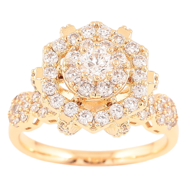 Кольцо Xuping Позолота 18K Инкрустация цирконием фото №4