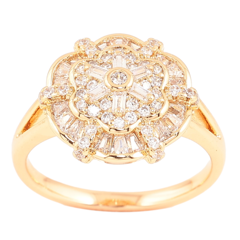 Каблучка Xuping Позолота 18K «Декоративна кришталева квітка» фото №6 Каблучка Xuping Позолота 18K «Декоративна кришталева квітка» фото №6