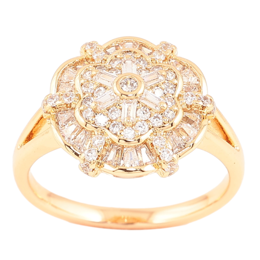 Каблучка Xuping Позолота 18K «Декоративна кришталева квітка» фото №1 Каблучка Xuping Позолота 18K «Декоративна кришталева квітка» фото №1