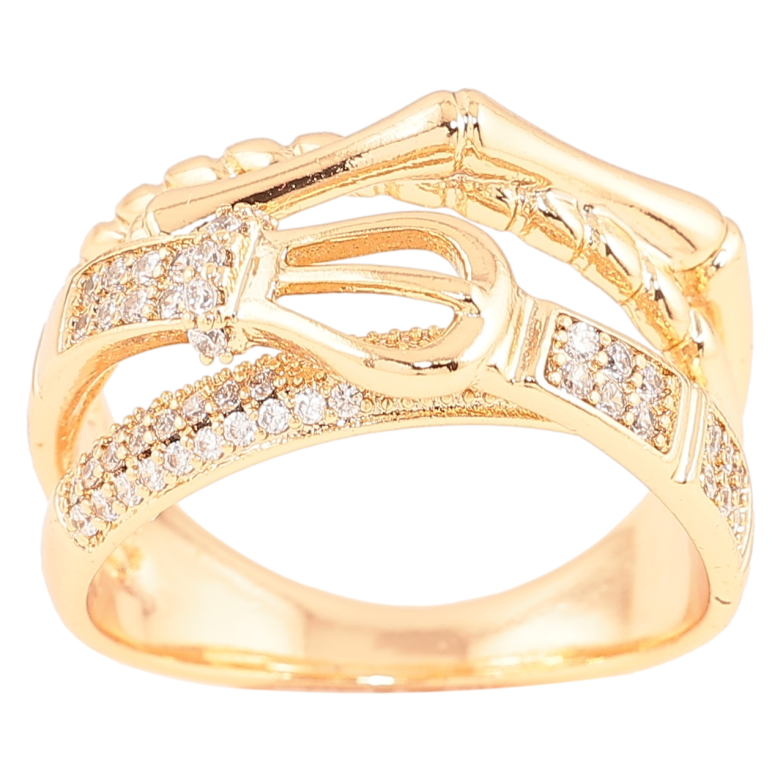 Каблучка Xuping Позолота 18K «Ремінець з інкрустацією цирконієм» фото №1 Каблучка Xuping Позолота 18K «Ремінець з інкрустацією цирконієм» фото №1