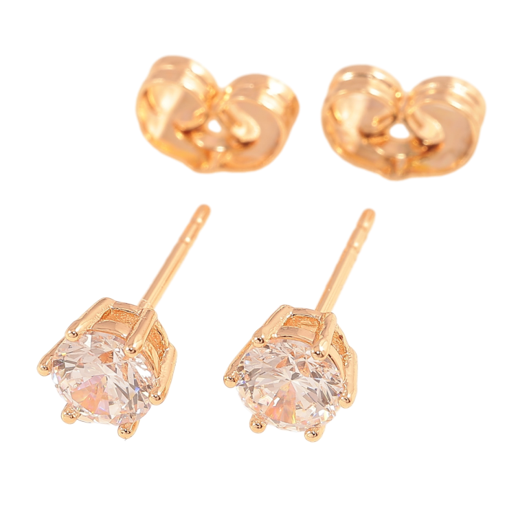 Серьги Xuping M&L Цвет 18K пусеты Фианиты в 6-ти крапановой оправе ø 5мм фото №18
