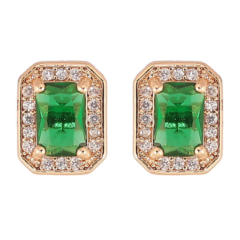 Сережки Xuping M&L Колір 18K пусети «Зелені фіаніти в обрамленні цирконію» фото №5