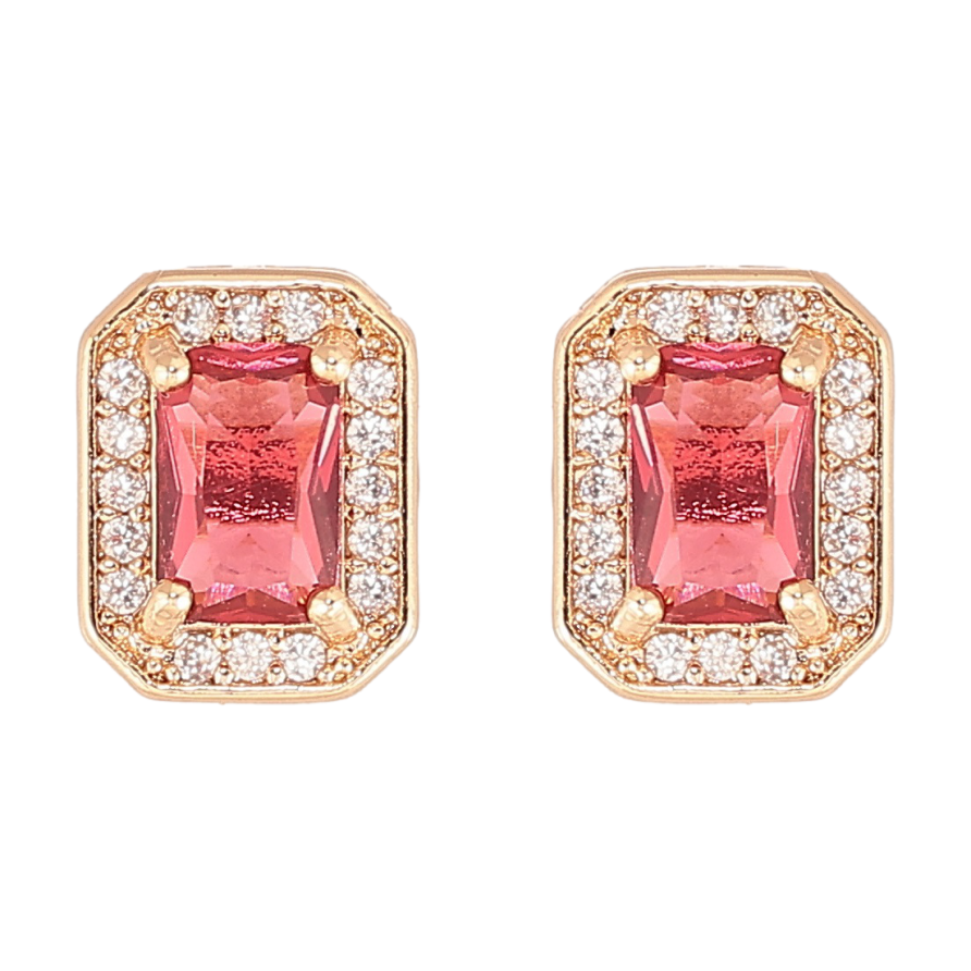 Серьги Xuping M&L Цвет 18K пусеты Малиновые фианиты в обрамлении циркония фото №1 Серьги Xuping M&L Цвет 18K пусеты Малиновые фианиты в обрамлении циркония фото №1