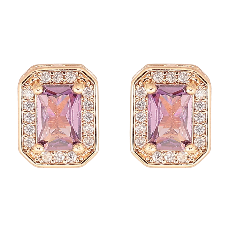 Серьги Xuping M&L Цвет 18K пусеты Сиреневые фианиты в обрамлении циркония фото №21 Серьги Xuping M&L Цвет 18K пусеты Сиреневые фианиты в обрамлении циркония фото №21
