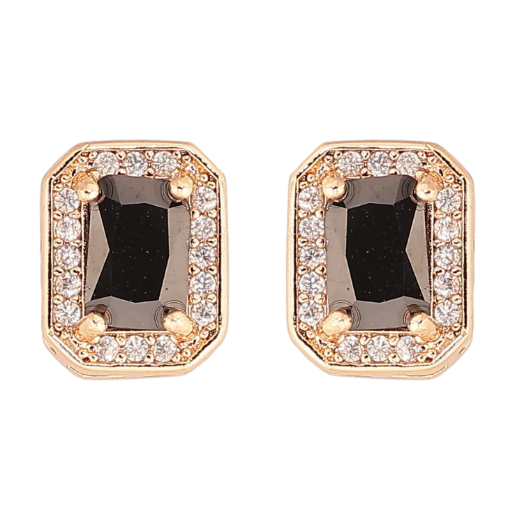 Серьги Xuping M&L Цвет 18K пусеты Черные фианиты в обрамлении циркония фото №12 Серьги Xuping M&L Цвет 18K пусеты Черные фианиты в обрамлении циркония фото №12